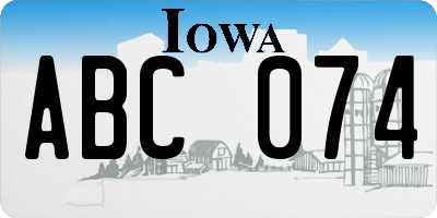 IA license plate ABC074