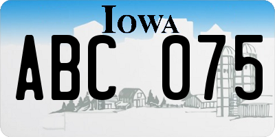 IA license plate ABC075
