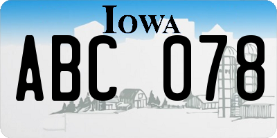 IA license plate ABC078
