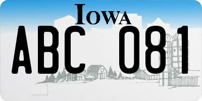 IA license plate ABC081