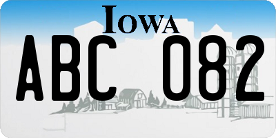 IA license plate ABC082
