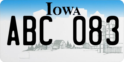 IA license plate ABC083