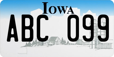IA license plate ABC099