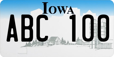 IA license plate ABC100