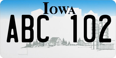 IA license plate ABC102
