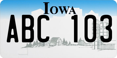 IA license plate ABC103