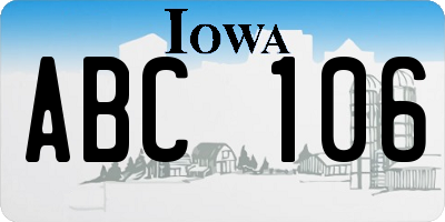 IA license plate ABC106