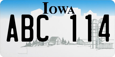 IA license plate ABC114