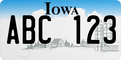 IA license plate ABC123