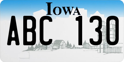 IA license plate ABC130
