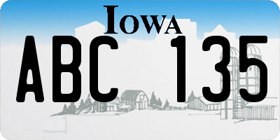 IA license plate ABC135