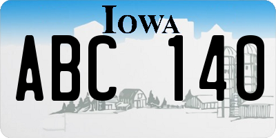 IA license plate ABC140