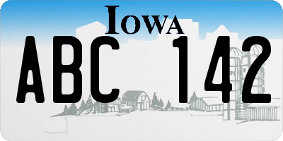 IA license plate ABC142