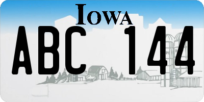 IA license plate ABC144
