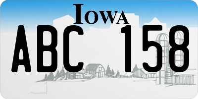IA license plate ABC158