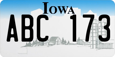 IA license plate ABC173