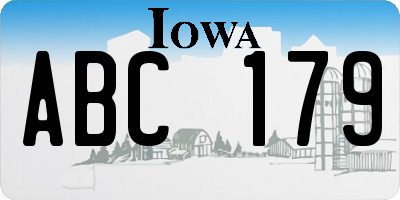 IA license plate ABC179