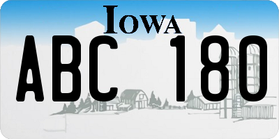 IA license plate ABC180