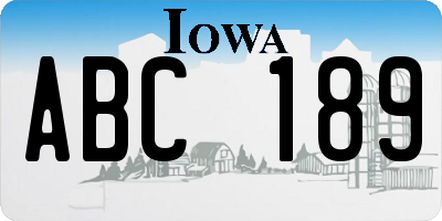 IA license plate ABC189