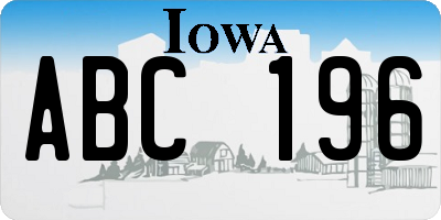 IA license plate ABC196