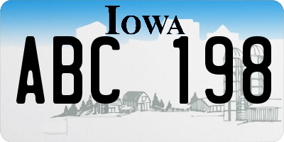 IA license plate ABC198