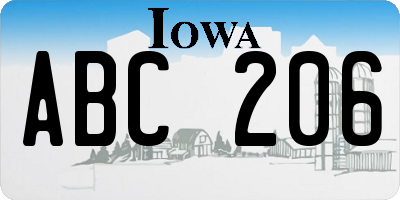 IA license plate ABC206