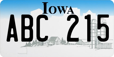 IA license plate ABC215