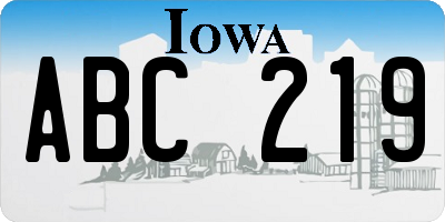 IA license plate ABC219