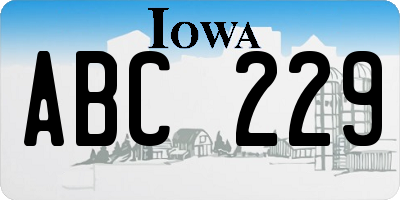 IA license plate ABC229
