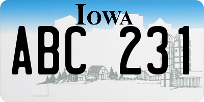 IA license plate ABC231