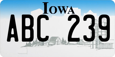 IA license plate ABC239