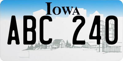IA license plate ABC240