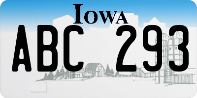 IA license plate ABC293