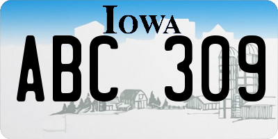 IA license plate ABC309
