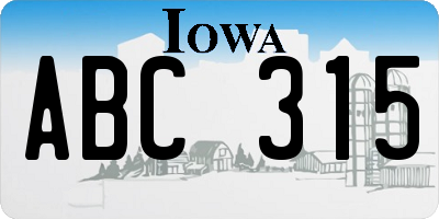 IA license plate ABC315