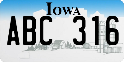 IA license plate ABC316