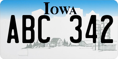 IA license plate ABC342