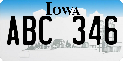IA license plate ABC346