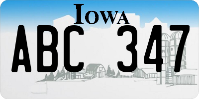 IA license plate ABC347
