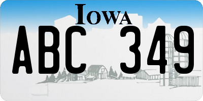 IA license plate ABC349
