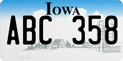 IA license plate ABC358