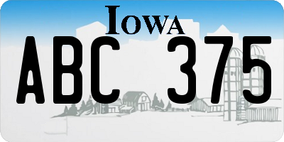 IA license plate ABC375