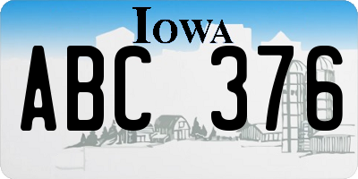 IA license plate ABC376