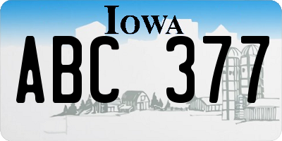IA license plate ABC377