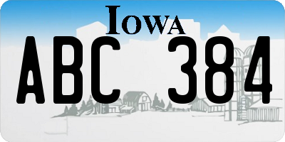IA license plate ABC384