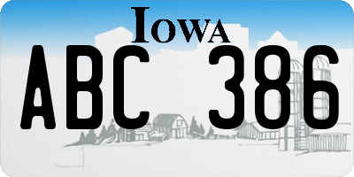 IA license plate ABC386