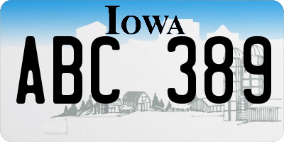 IA license plate ABC389