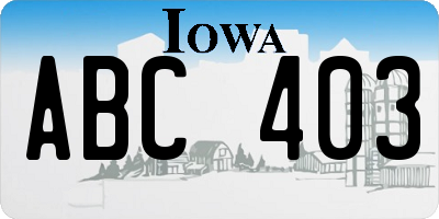 IA license plate ABC403