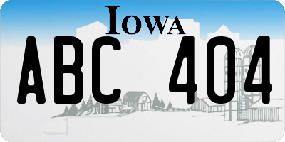 IA license plate ABC404