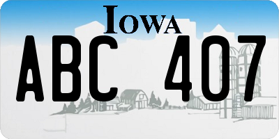 IA license plate ABC407